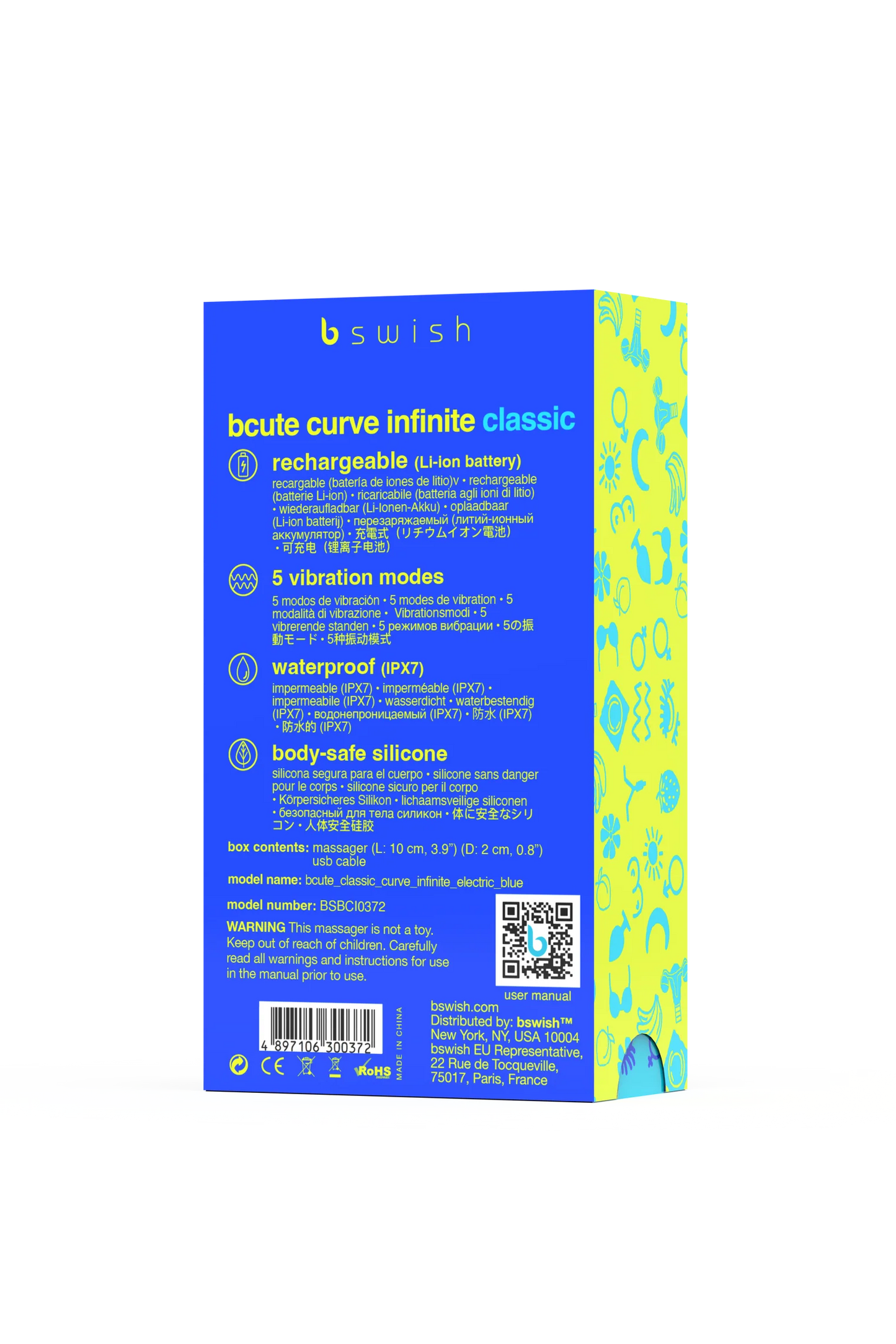 B Swish Bcute Curve Infinite Classic Silicone Bullet Vibrator Blue