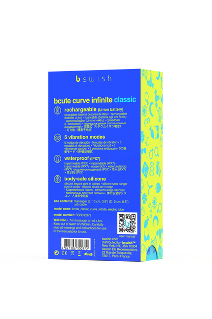 B Swish Bcute Curve Infinite Classic Silicone Bullet Vibrator Blue