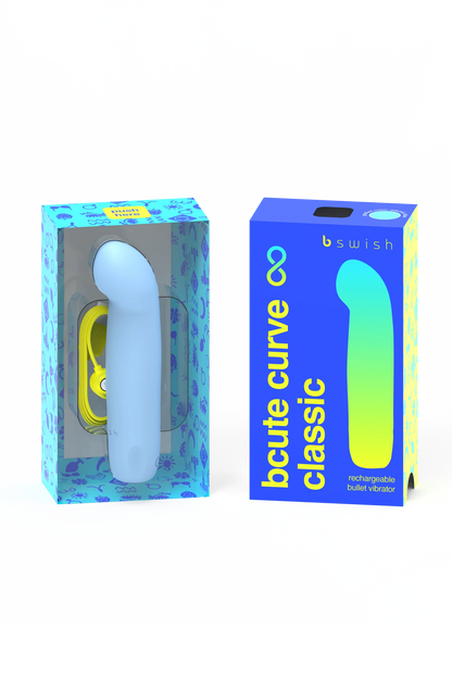 B Swish Bcute Curve Infinite Classic Silicone Bullet Vibrator Blue