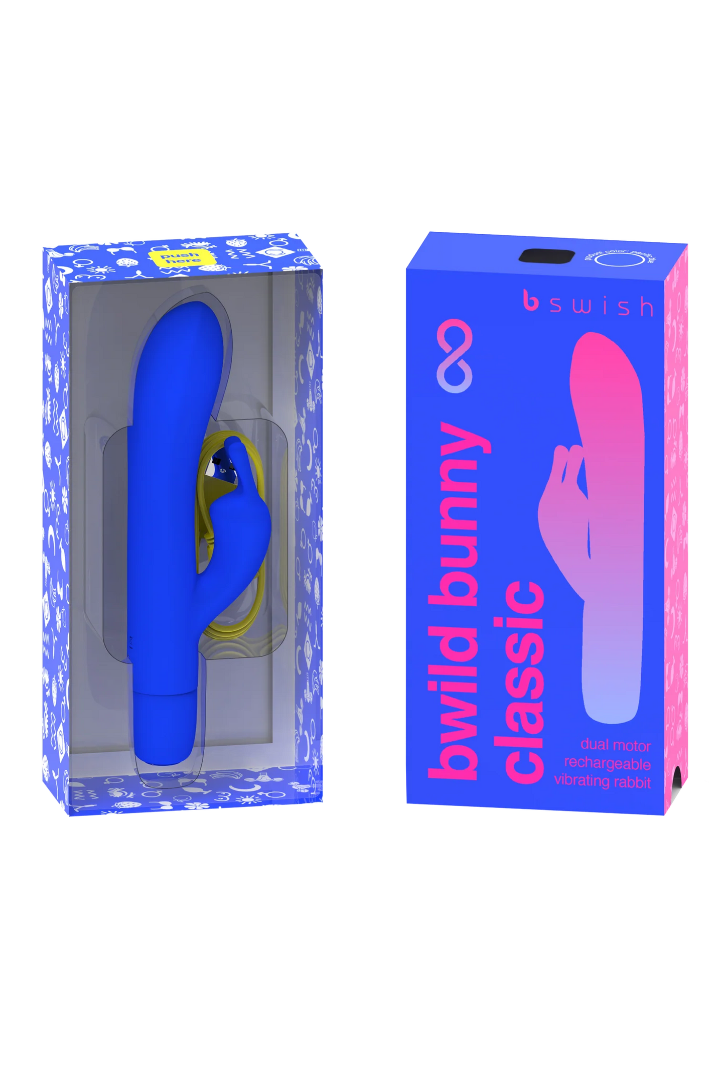 B Swish Bwild Bunny Infinite Classic Silicone Dual Rabbit Vibrator Blue