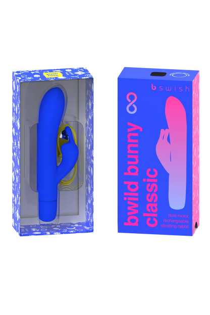 B Swish Bwild Bunny Infinite Classic Silicone Dual Rabbit Vibrator Blue