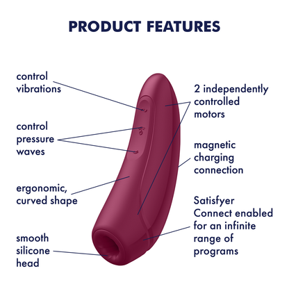 Satisfyer Curvy 1+ App Enabled Air Pulse Clitoral Stimulator Red