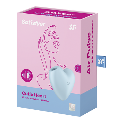 Satisfyer Cutie Heart Vibrating Air Pulse Clitoral Stimulator Blue