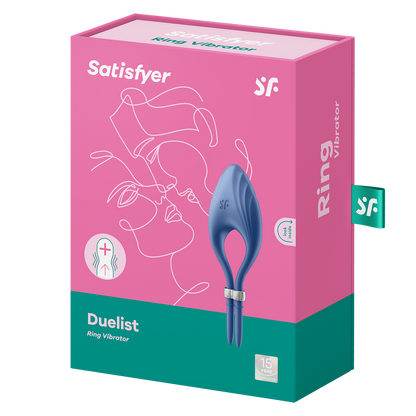 Satisfyer Duelist Silicone Vibrating Cock Ring Blue