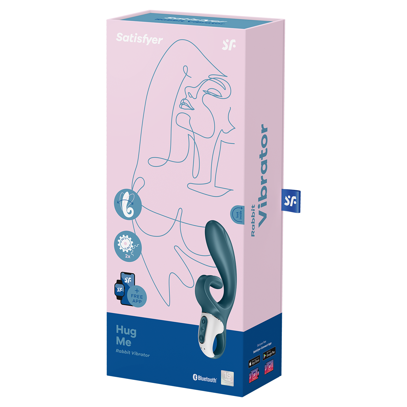 Satisfyer Hug Me App Enabled Rabbit Vibrator Grey Blue