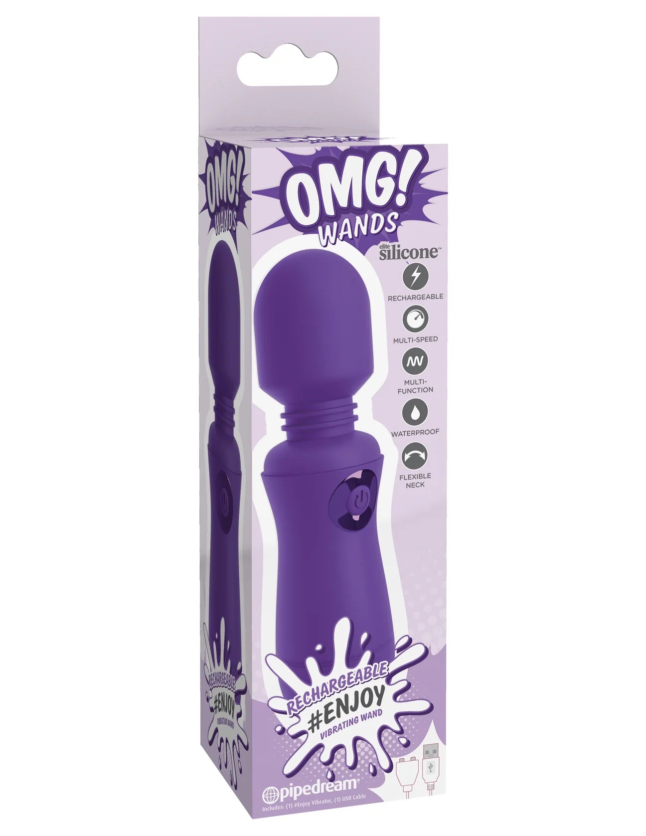 OMG! Enjoy Rechargeable Mini Wand Vibrator Purple