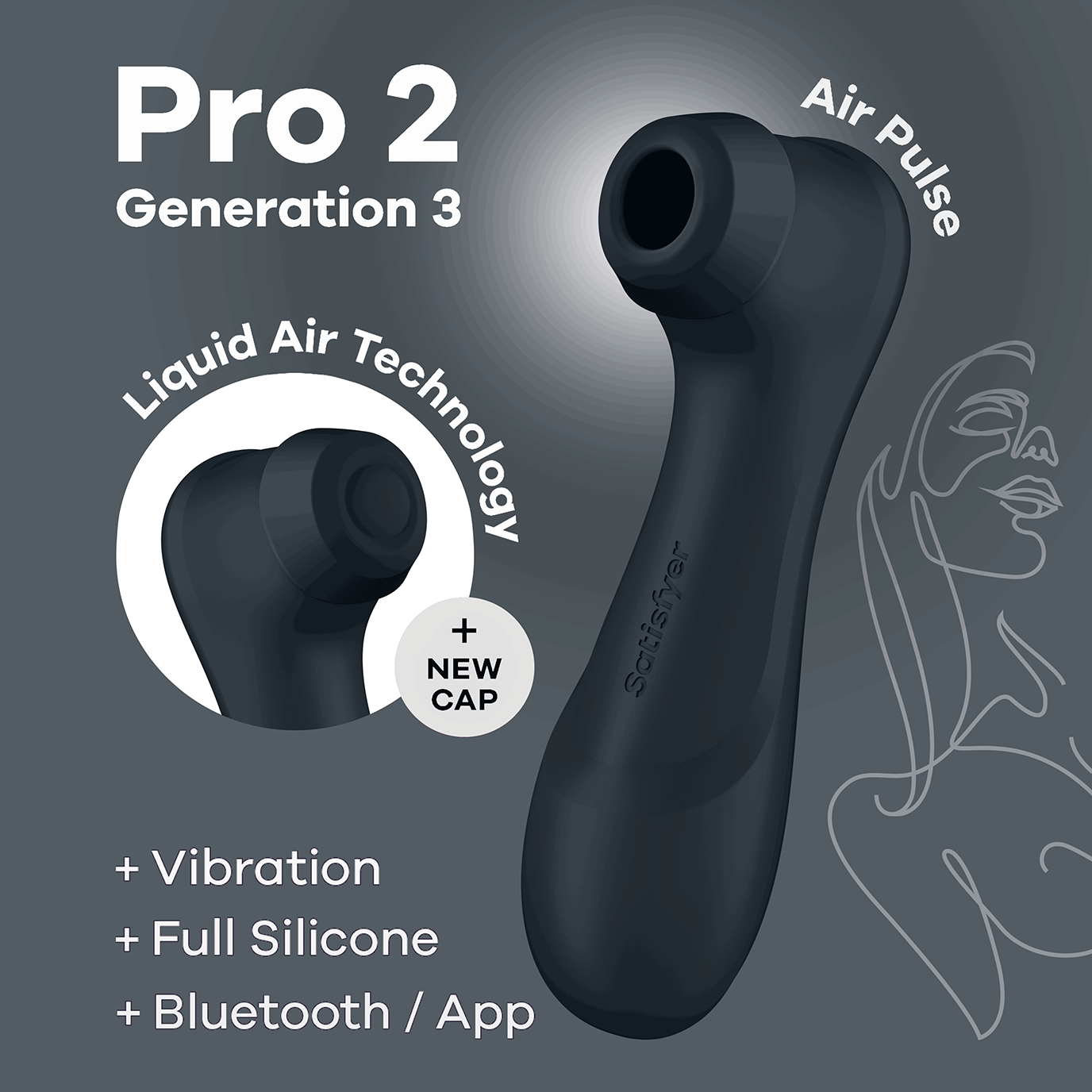 Satisfyer Pro 2 Generation 3 Double App Enabled Air Pulse Clitoral Vibrator Black