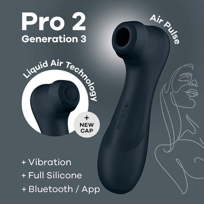 Satisfyer Pro 2 Generation 3 Double App Enabled Air Pulse Clitoral Vibrator Black