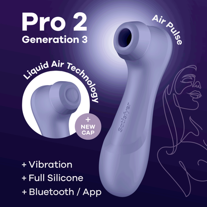 Satisfyer Pro 2 Generation 3 Double App Enabled Air Pulse Clitoral Vibrator Lilac