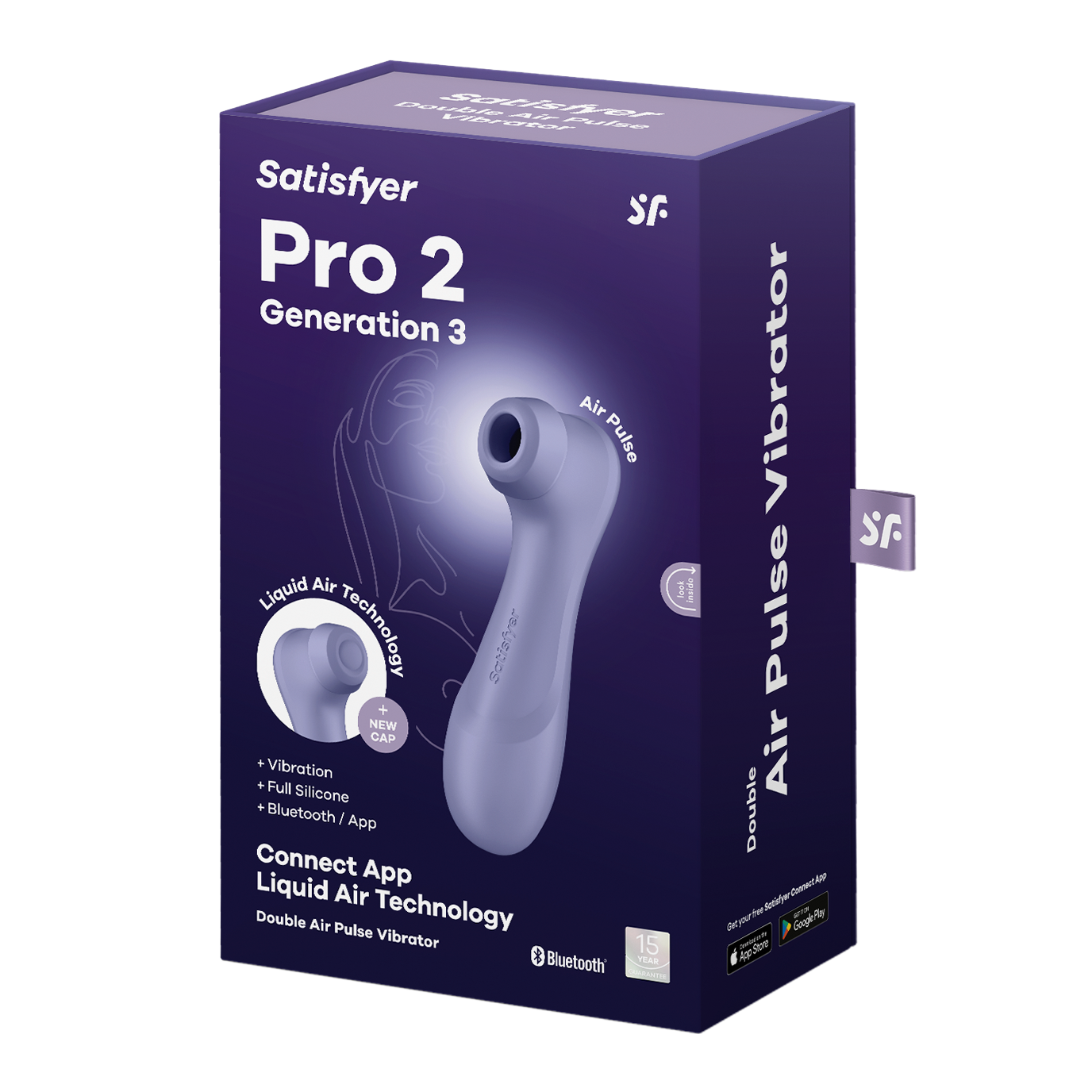 Satisfyer Pro 2 Generation 3 Double App Enabled Air Pulse Clitoral Vibrator Lilac