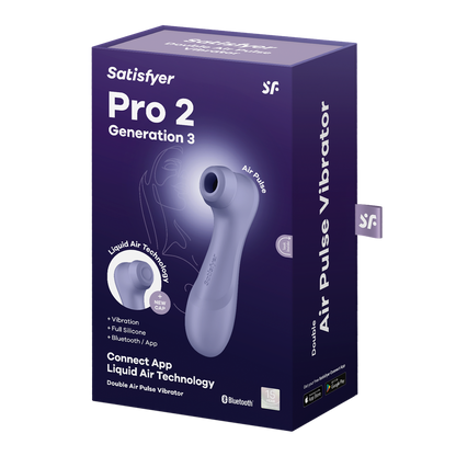 Satisfyer Pro 2 Generation 3 Double App Enabled Air Pulse Clitoral Vibrator Lilac