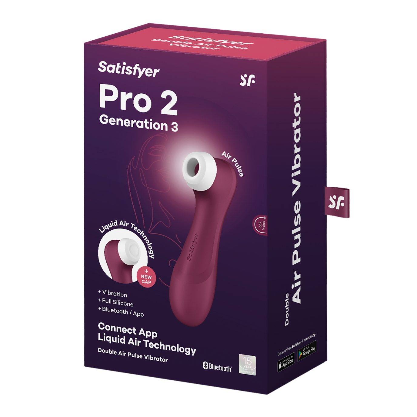 Satisfyer Pro 2 Generation 3 Double App Enabled Air Pulse Clitoral Vibrator Red