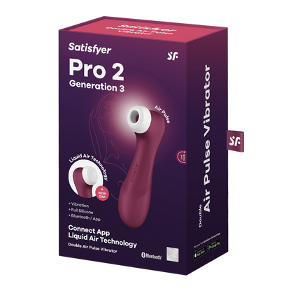 Satisfyer Pro 2 Generation 3 Double App Enabled Air Pulse Clitoral Vibrator Red