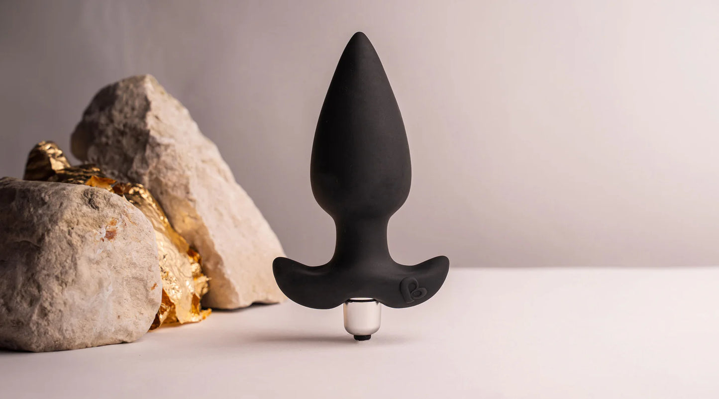 Rocks-Off Butt Throb Vibrating Silicone Butt Plug Black