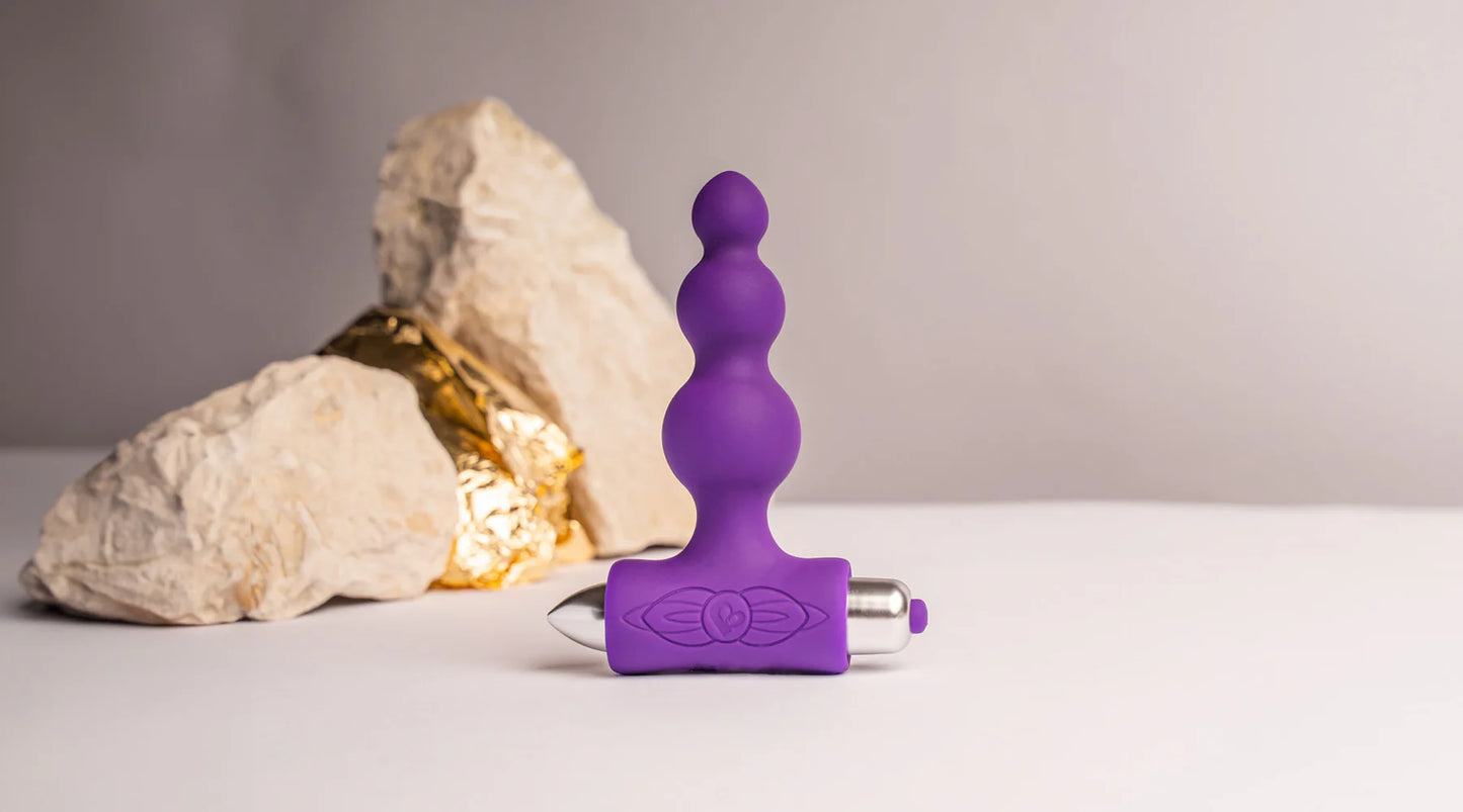 Rocks-Off Petite Sensations Bubbles Vibrating Beaded Butt Plug Purple