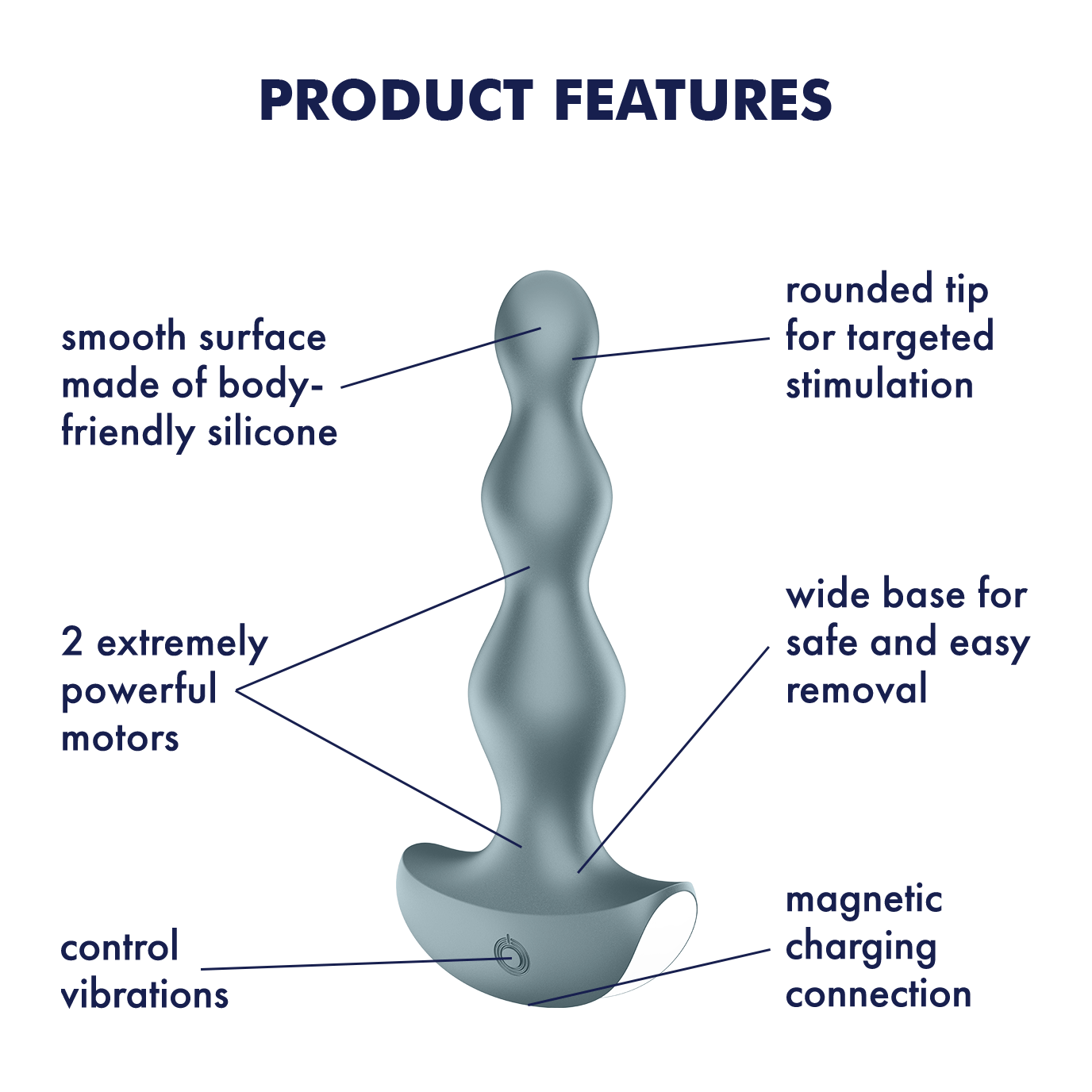 Satisfyer Lolli Plug 2 Vibrating Beaded Butt Plug Grey