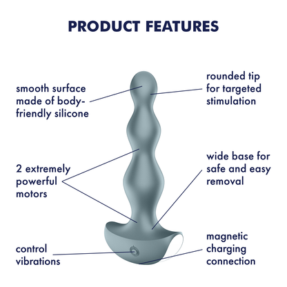 Satisfyer Lolli Plug 2 Vibrating Beaded Butt Plug Grey