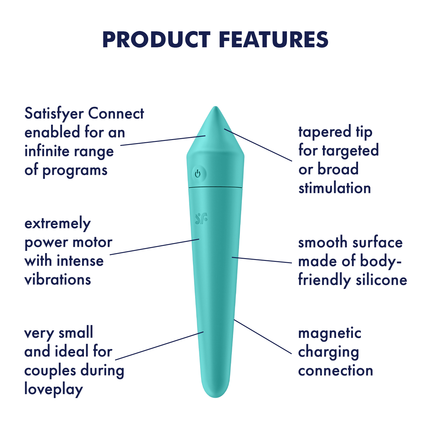 Satisfyer Ultra Power Bullet 8 Silicone App Enabled Bullet Vibrator Turquoise