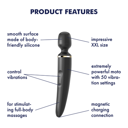 Satisfyer Wand-er Woman Silicone Wand Vibrator Black