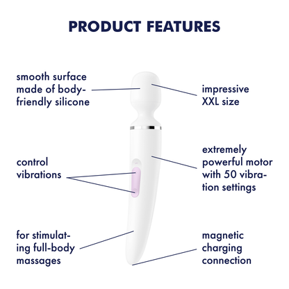 Satisfyer Wand-er Woman Silicone Wand Vibrator White