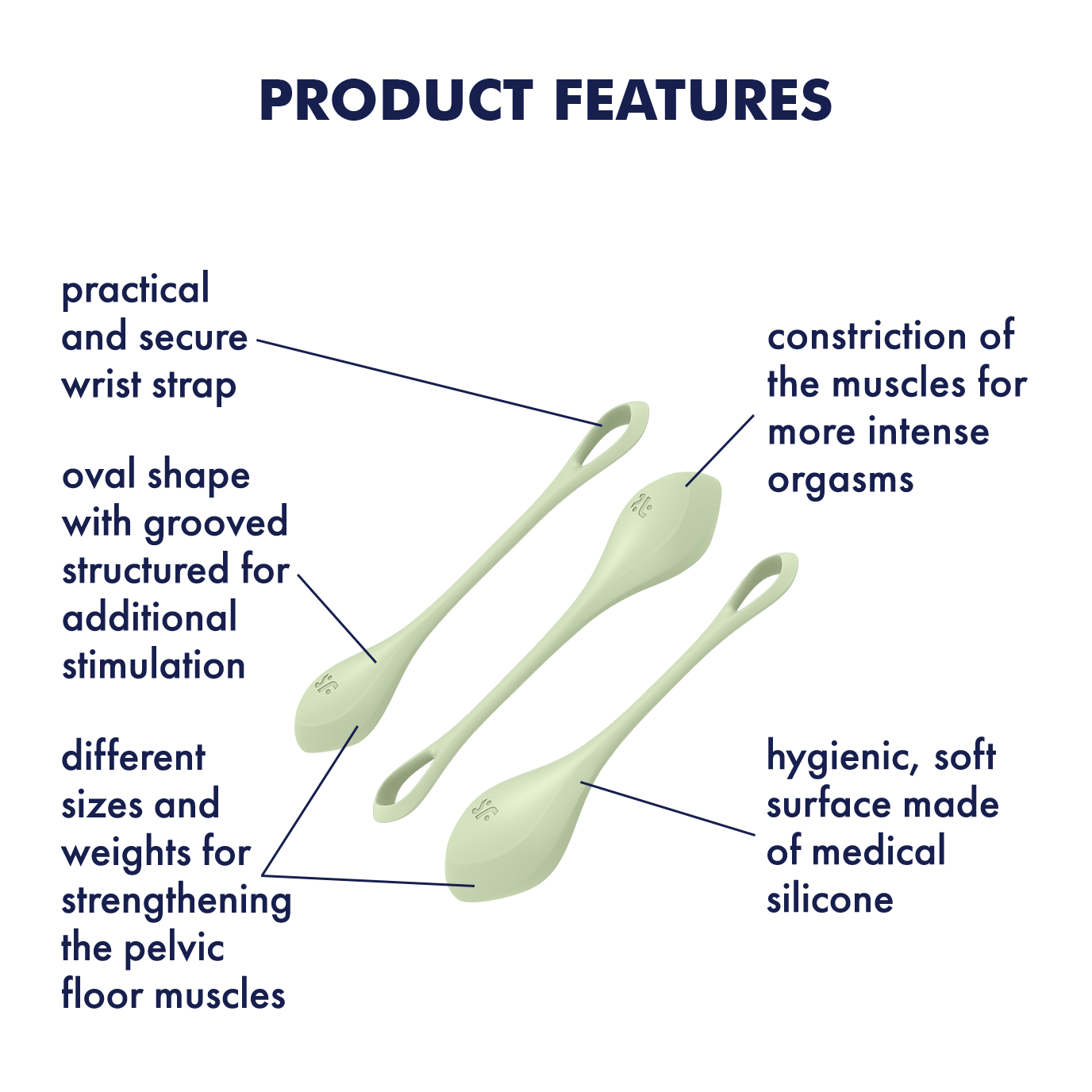 Satisfyer Yoni Power 2 Silicone Kegel Balls Set of 3 Green