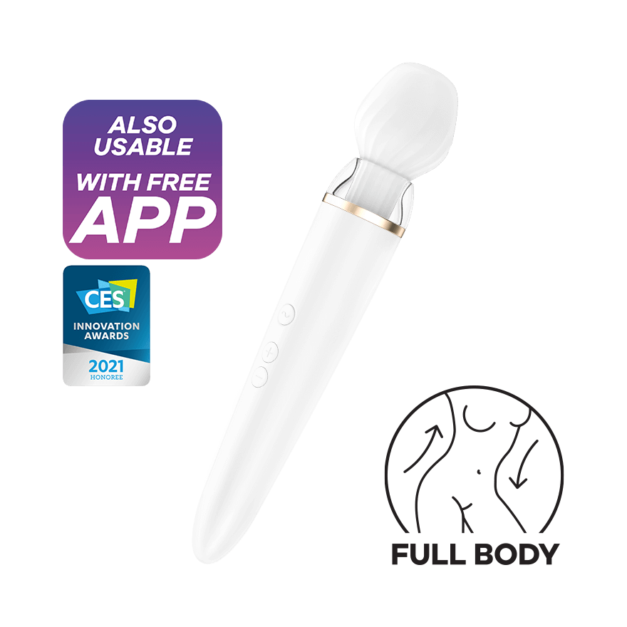 Satisfyer Double Wand-er App Enabled Silicone Wand Vibrator White