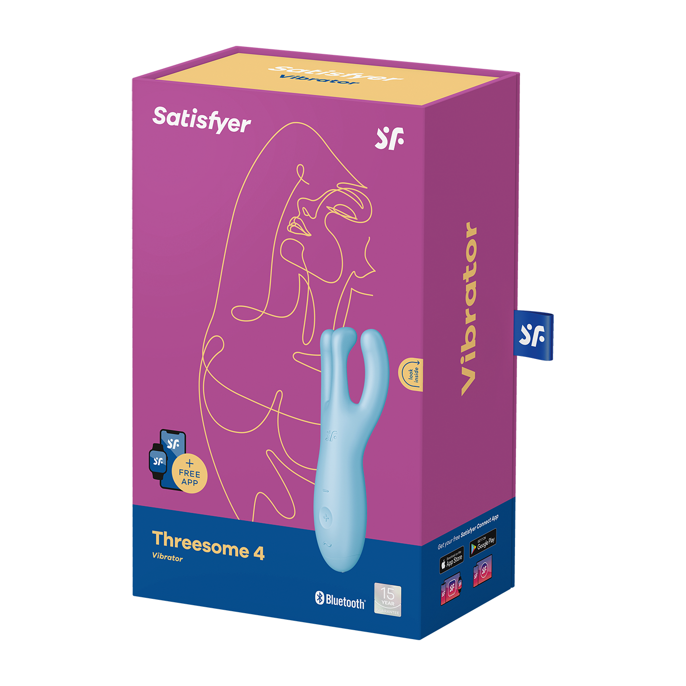 Satisfyer Threesome 4 App Enabled Clitoral Vibrator Blue