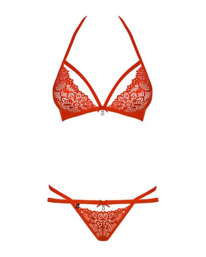 Obsessive 838 Red Lingerie Set