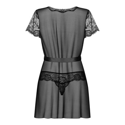 Obsessive Alluria Black Lace Peignoir & Thong