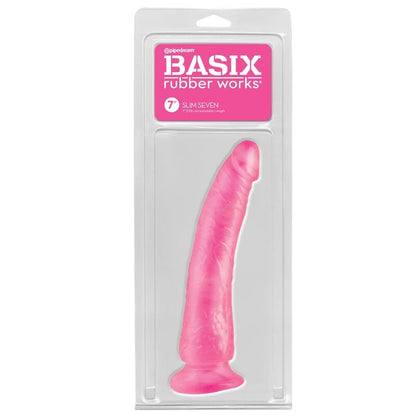 Basix Slim Seven Pink PVC Dildo