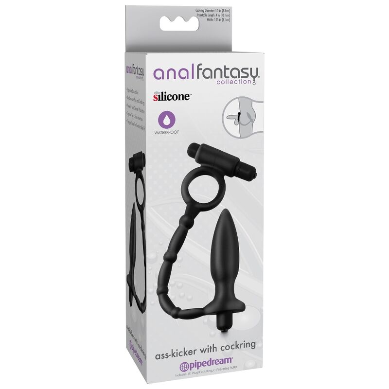 Anal Fantasy Ass-Kicker Vibrating Butt Plug With Cockring