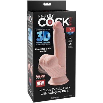 King Cock Plus 3D Swinging Balls Dildo 15.2cm Light