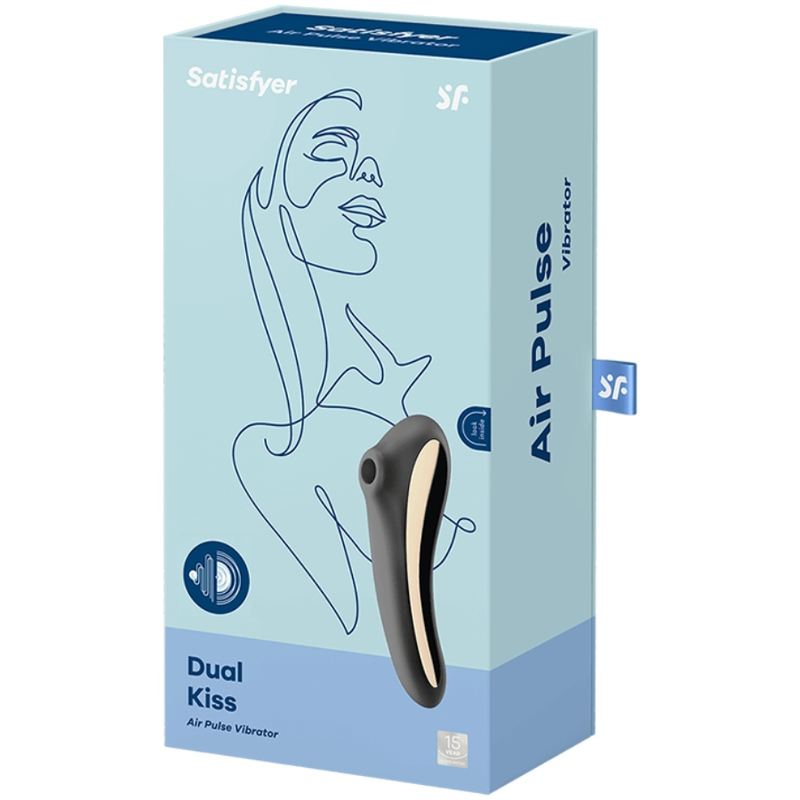 Satisfyer Dual Kiss Vibrating Air Pulse Clitoral Stimulator Black