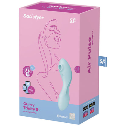 Satisfyer Curvy Trinity 5+ App Enabled Air Pulse Vibrator Blue