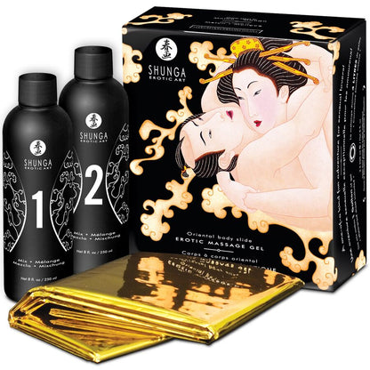 Shunga Oriental Body to Body Erotic Massage Gel Set Melon Mango