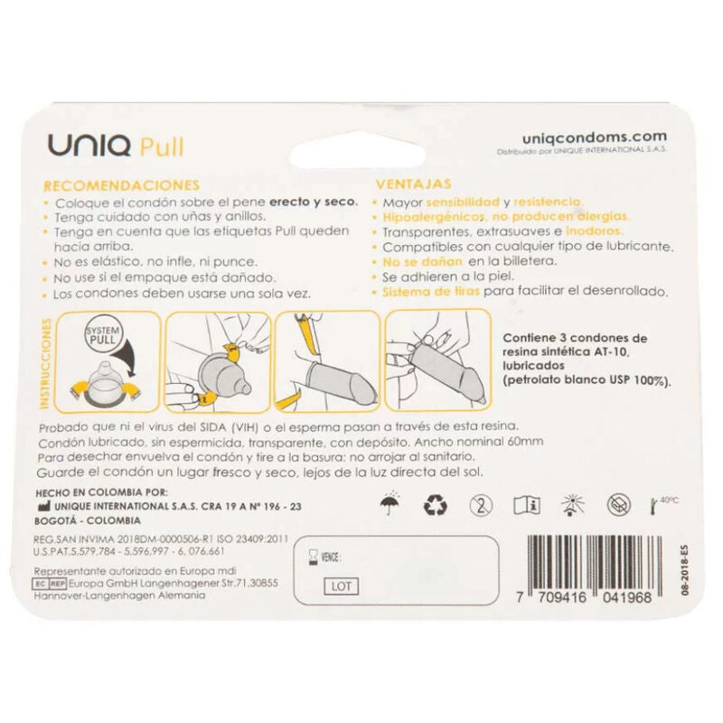 Uniq Pull Latex Free Condoms With Straps 3 Pack