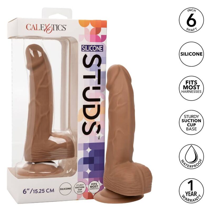 CalExotics Silicone Studs 6 Inch Dildo Brown