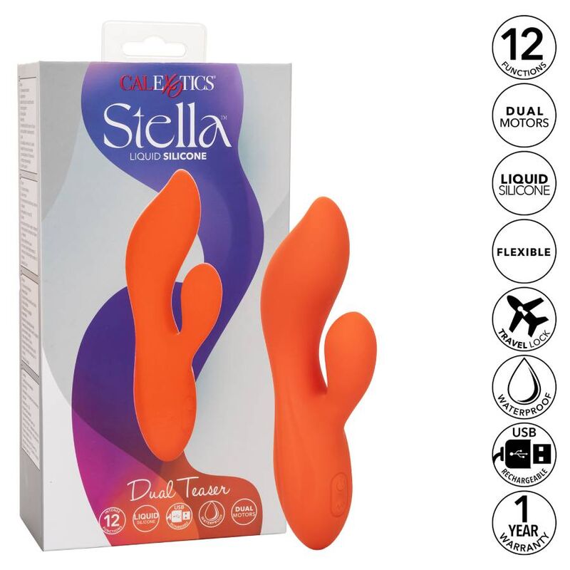 CalExotics Stella Dual Teaser Orange Silicone Rabbit Vibrator