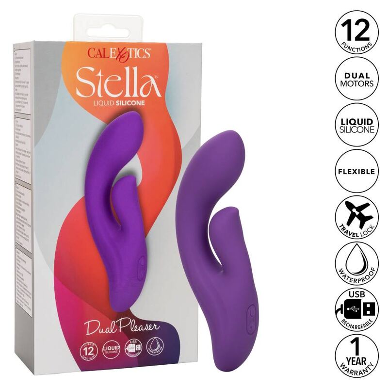 CalExotics Stella Dual Pleaser Violet Silicone Rabbit Vibrator