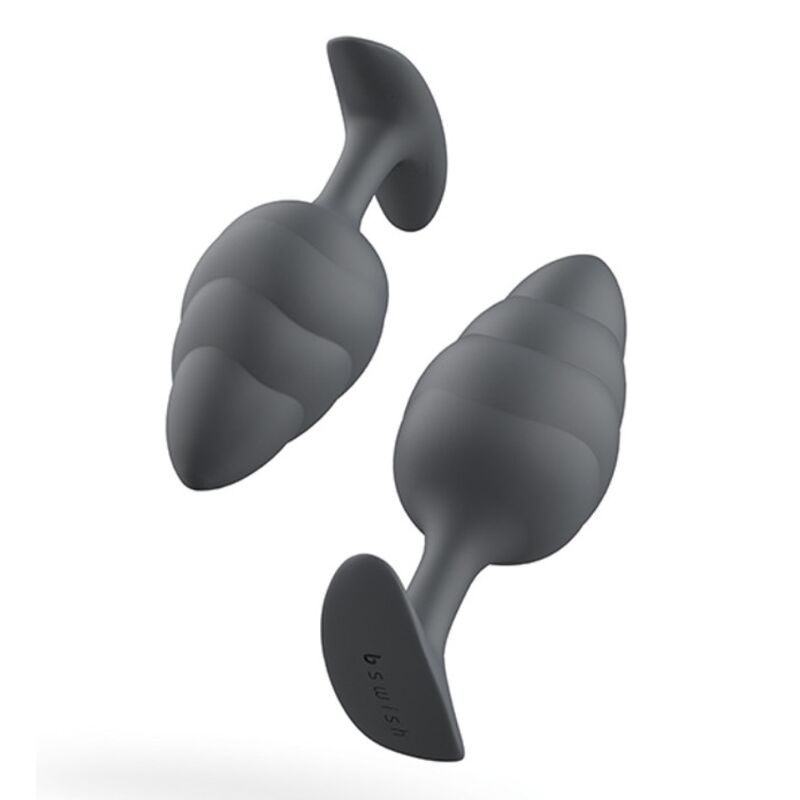 B Swish Bfilled Basic Plus Wave Silicone Butt Plug Black