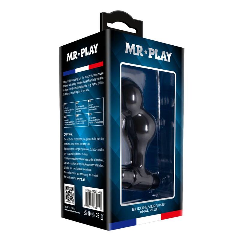 Mr Play Black Silicone Vibrating Anal Plug