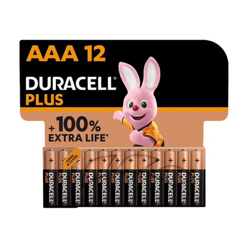 Duracell Plus AAA Battery Alkaline 100% Extra Life (Pack of 12)