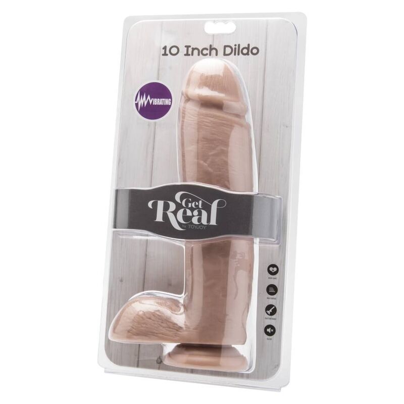 Get Real Vibrating Dong With Balls 25.5cm Light