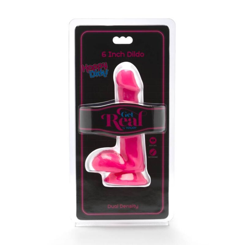 Get Real Happy Dicks Dildo With Balls 15cm Pink