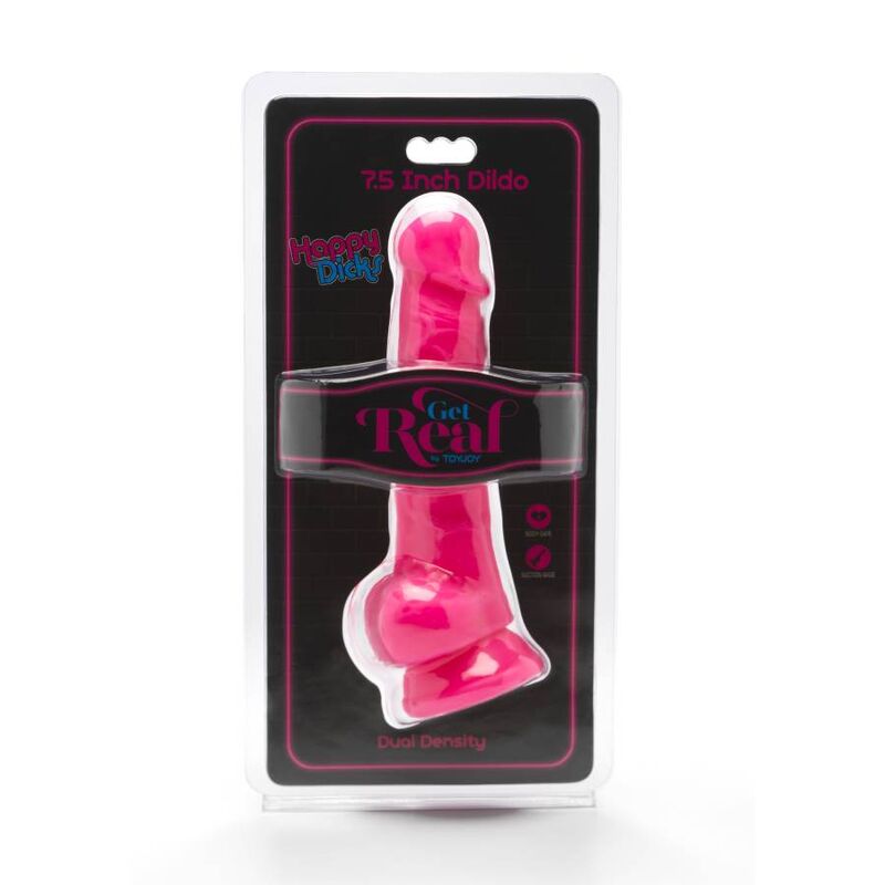 Get Real Happy Dicks Dildo With Balls 19cm Pink