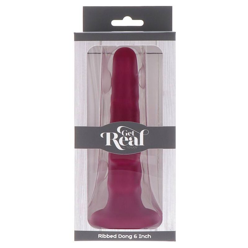 Get Real Ribbed Dong 16cm Red