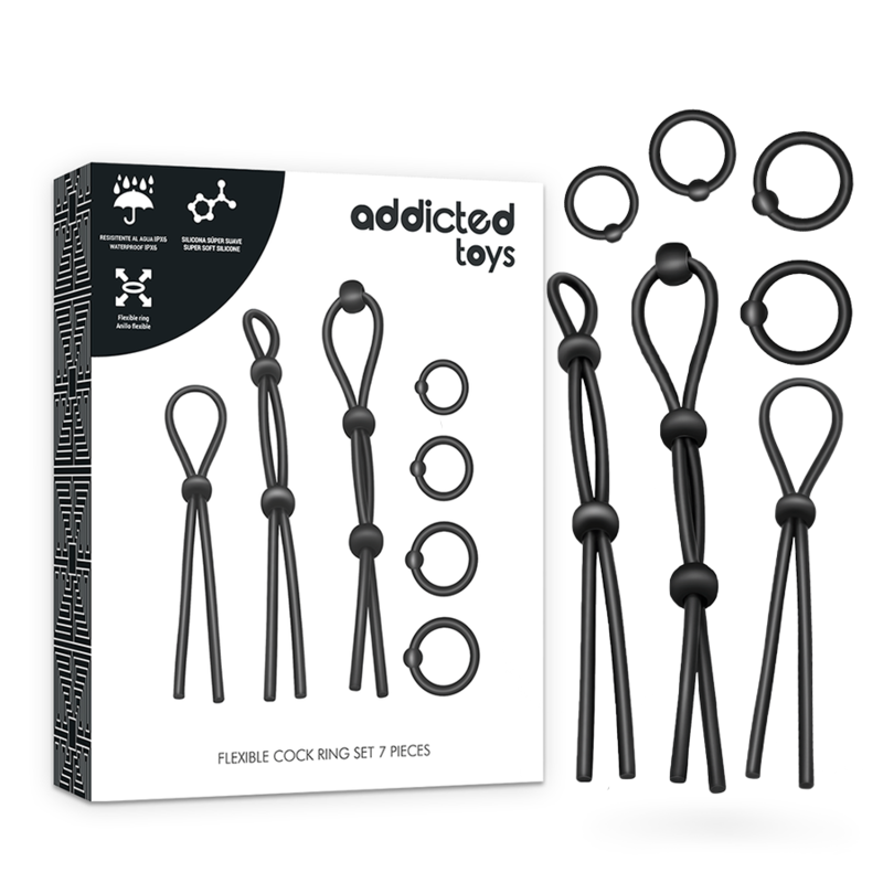 Addicted Toys Flexible Silicone 7 Piece Cock Ring Set