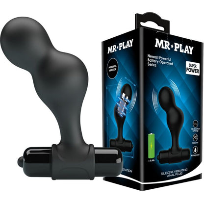 Mr Play Black Silicone Vibrating Anal Plug