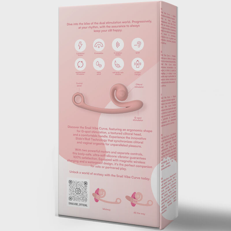 Snail Vibe Curve Silicone Dual Stimulation Vibrator Peach