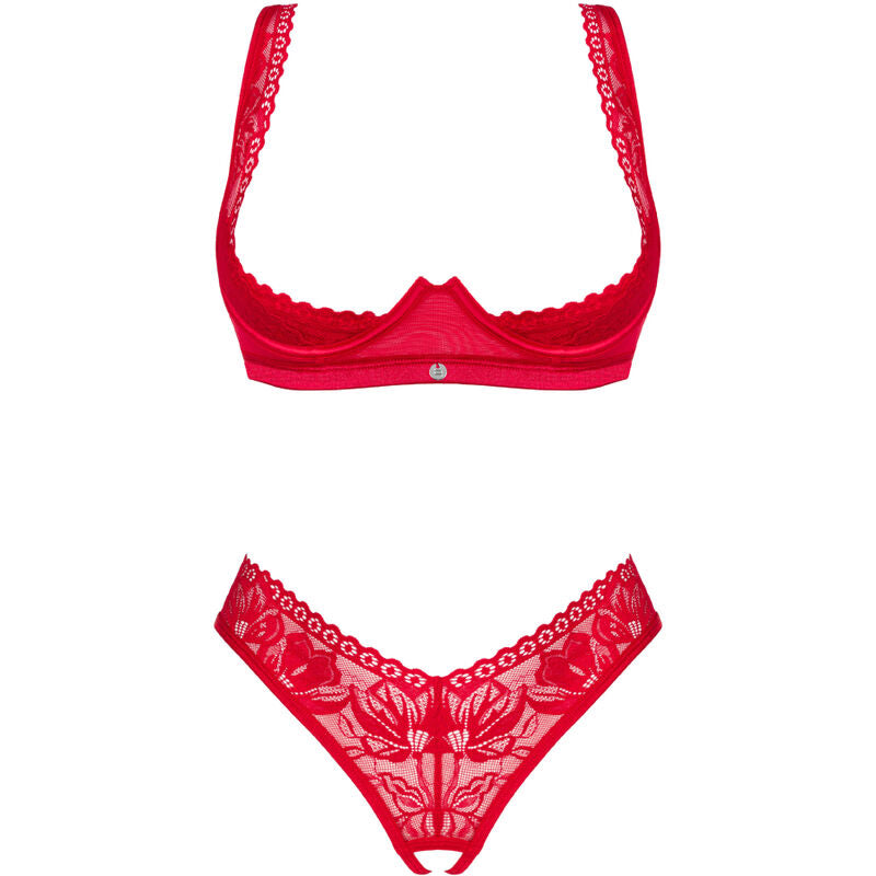 Obsessive Lacelove Red Cupless Lingerie Set